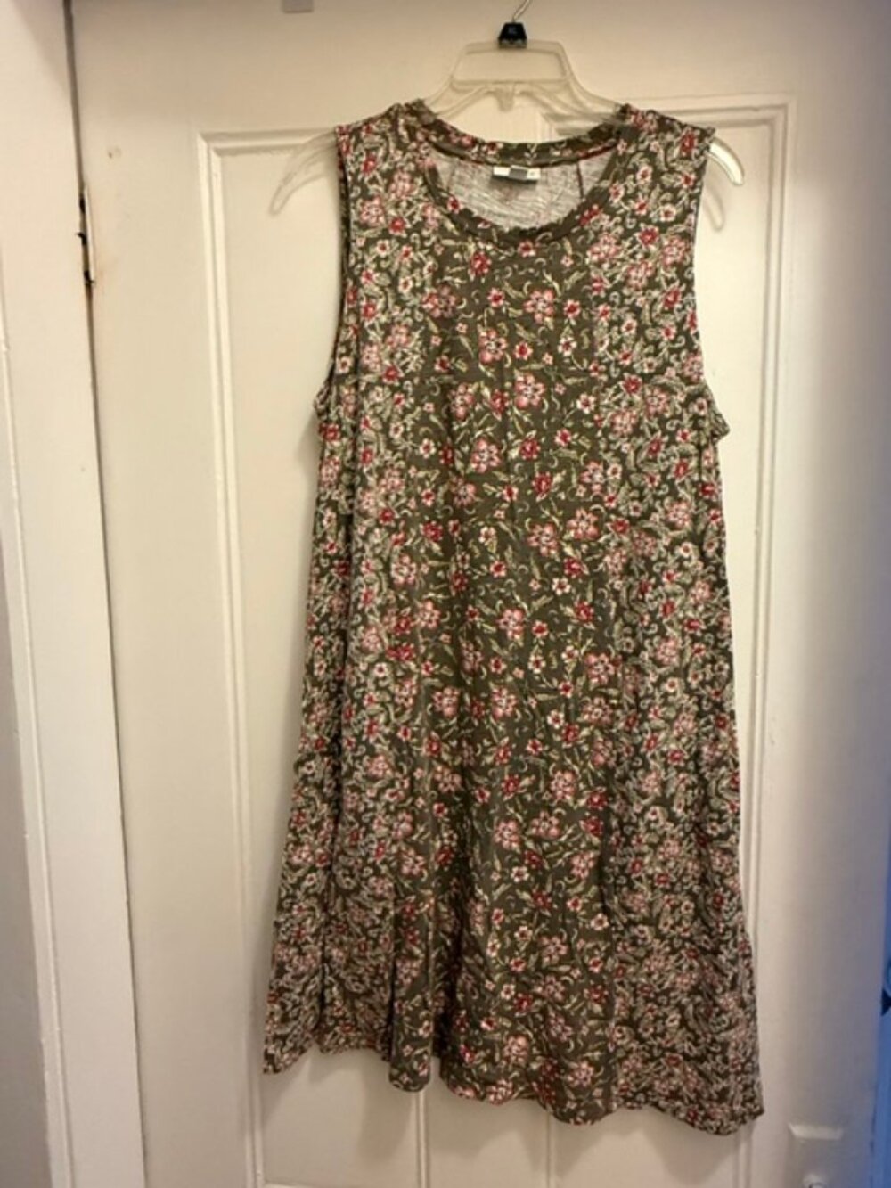 J. Jill Olive Green Floral Dress, Size Large